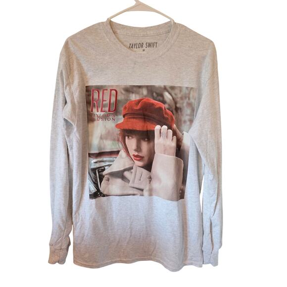 Taylor Swift Red Taylor’s Version Long Sleeve Shirt Official Size Medium Gray - Picture 1 of 3